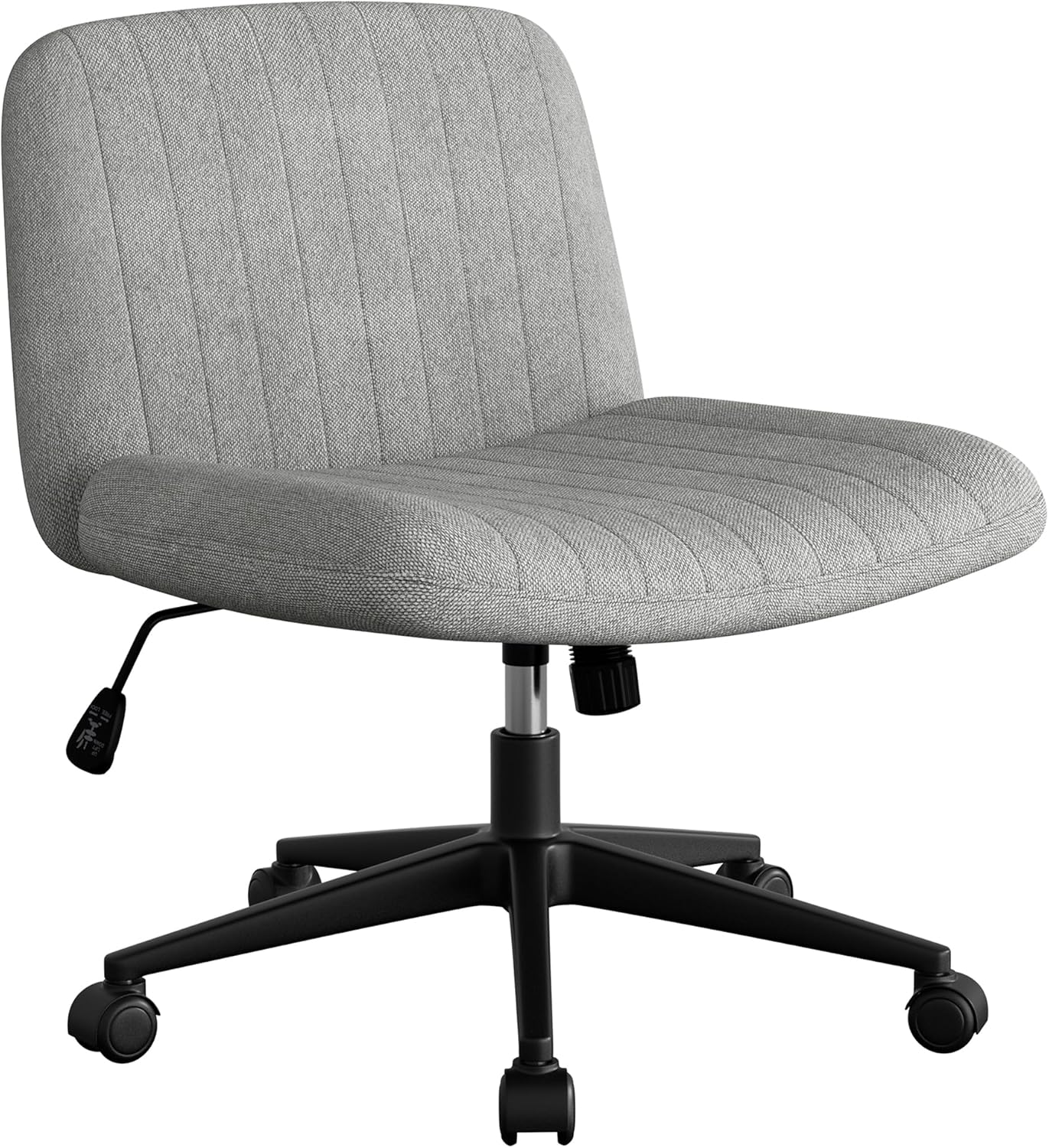 Walsunny Criss Cross Chair with Wheels, Comfy Armless Vanity Chairs with Back & Wide Seat, Comfortable Fabric Cross Legged Desk Chair’s Swivel
