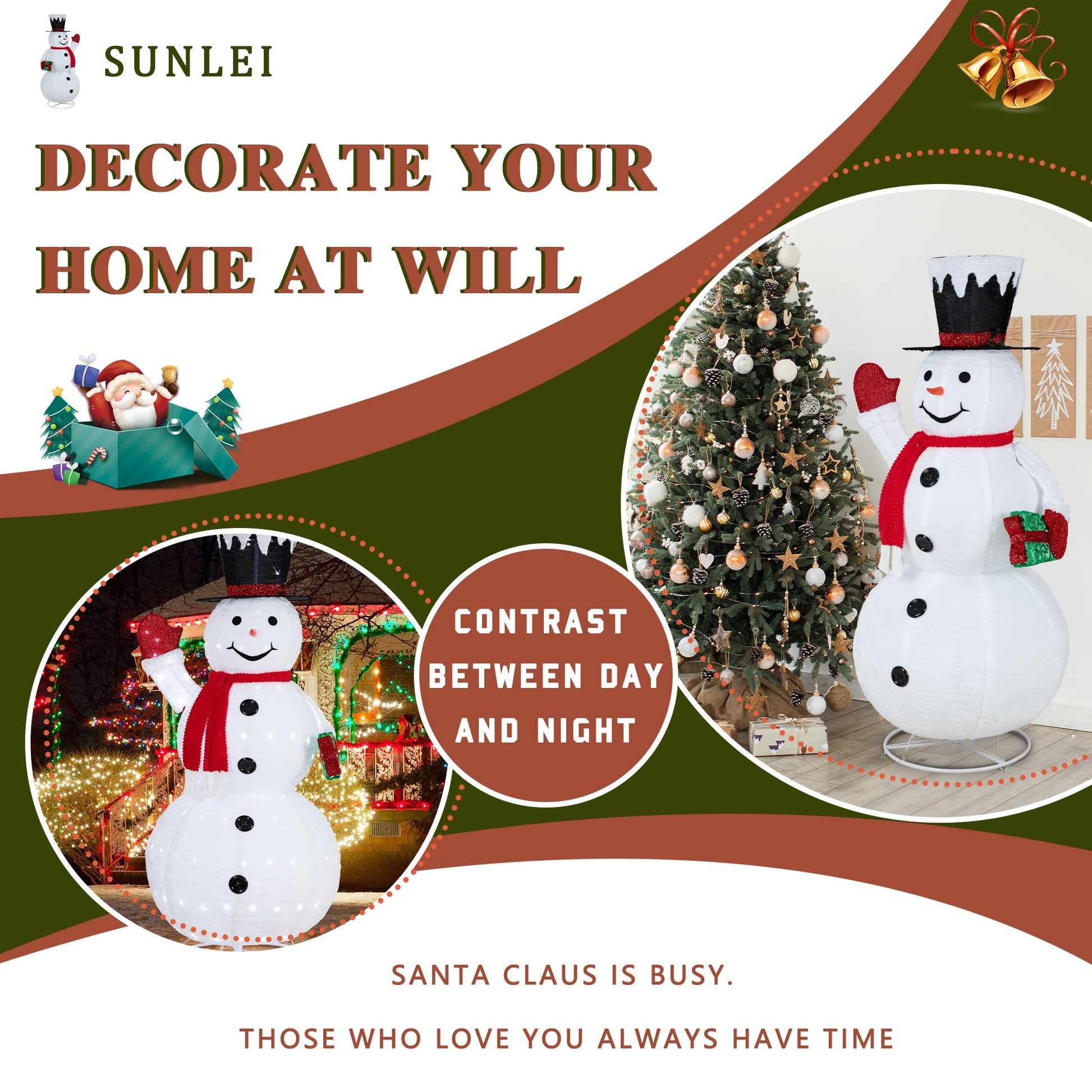 Walsunny LED Lighted Christmas Snowman, White Light