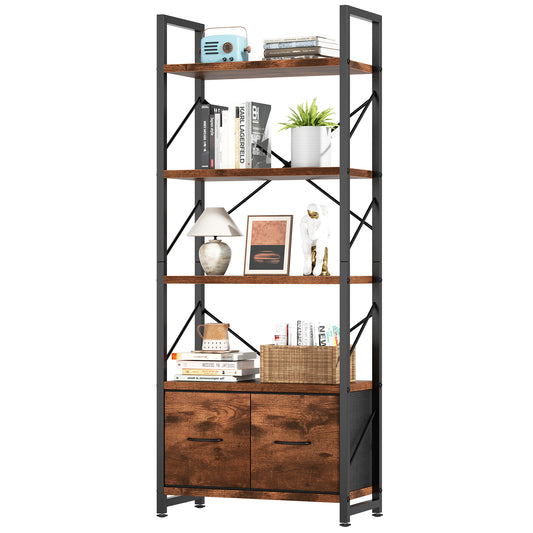 Walsunny Bookshelf Organizer, Solid Rubberwood Frame, Espresso Finish, 23.8" D x 12" W x 62.4" H