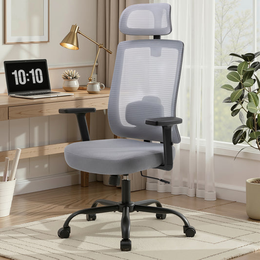 Walsunny Ergonomic Mesh Office Chair with Adjustable Headrest, Breathable High Back Mesh Computer Desk Chair with 360°Swivel Rolling Wheels, suitable for Home Office Workspace