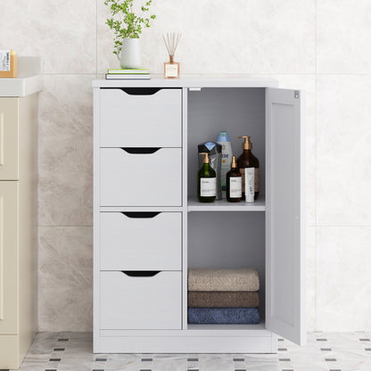Vongrasig Bathroom Storage Cabinet withStorage,Farmhouse Freestanding PantryCabinet with 2 Drawers and Shelves, WoodenStorage Organizer for Bathroom, Living Room, Grey