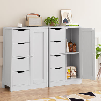 Vongrasig Bathroom Storage Cabinet withStorage,Farmhouse Freestanding PantryCabinet with 2 Drawers and Shelves, WoodenStorage Organizer for Bathroom, Living Room, Grey