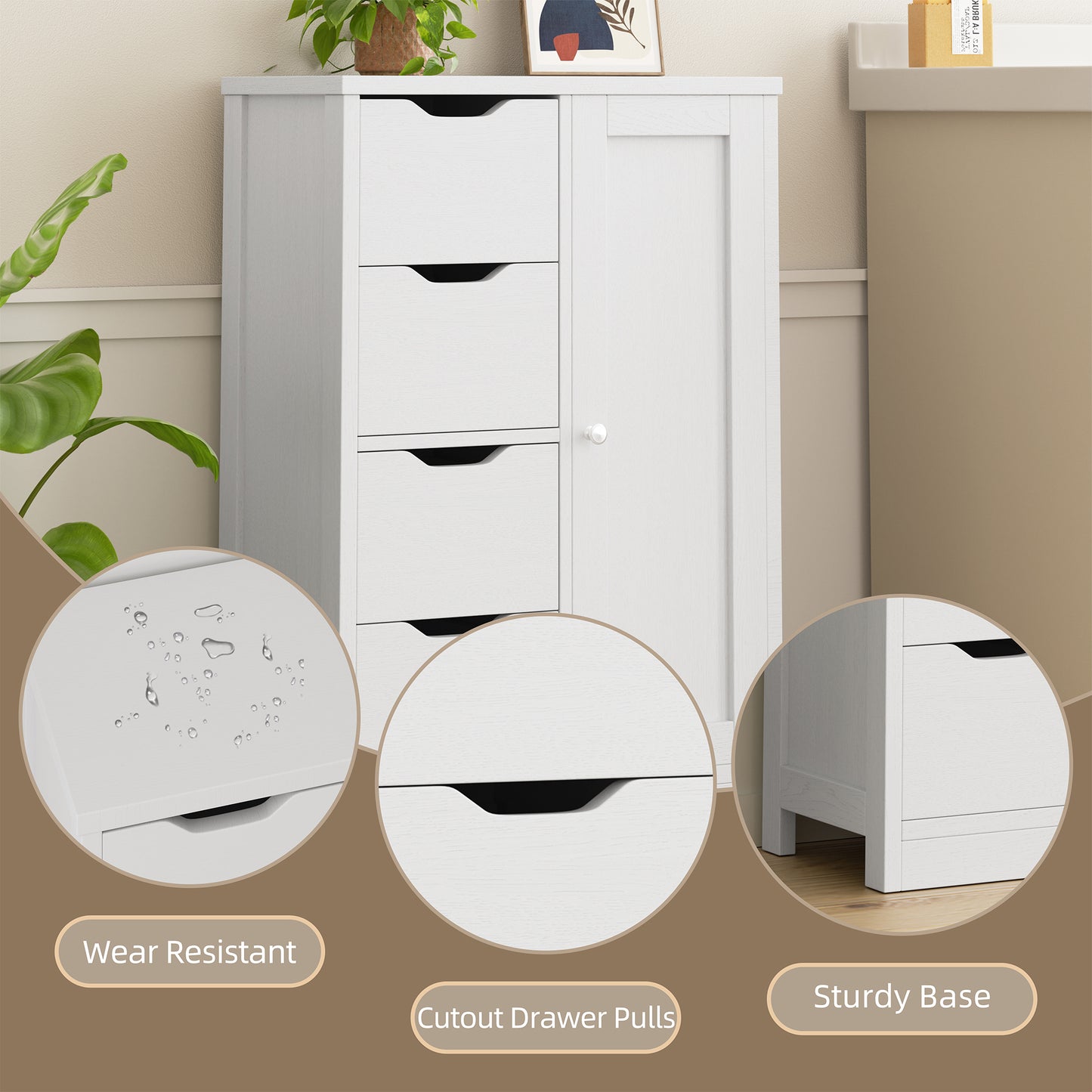 Vongrasig Bathroom Storage Cabinet withStorage,Farmhouse Freestanding PantryCabinet with 2 Drawers and Shelves, WoodenStorage Organizer for Bathroom, Living Room, Grey