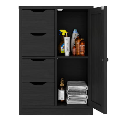 Vongrasig Bathroom Storage Cabinet withStorage,Farmhouse Freestanding PantryCabinet with 2 Drawers and Shelves, WoodenStorage Organizer for Bathroom, Living Room, Grey