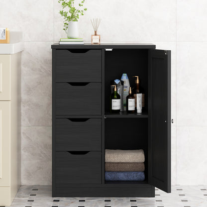 Vongrasig Bathroom Storage Cabinet withStorage,Farmhouse Freestanding PantryCabinet with 2 Drawers and Shelves, WoodenStorage Organizer for Bathroom, Living Room, Grey