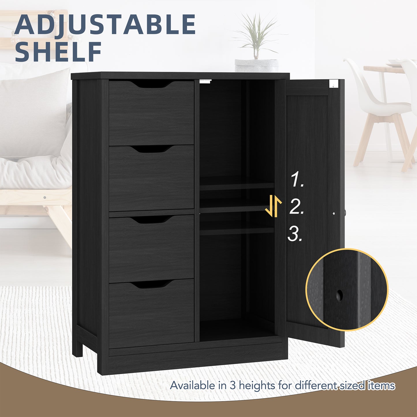 Vongrasig Bathroom Storage Cabinet withStorage,Farmhouse Freestanding PantryCabinet with 2 Drawers and Shelves, WoodenStorage Organizer for Bathroom, Living Room, Grey