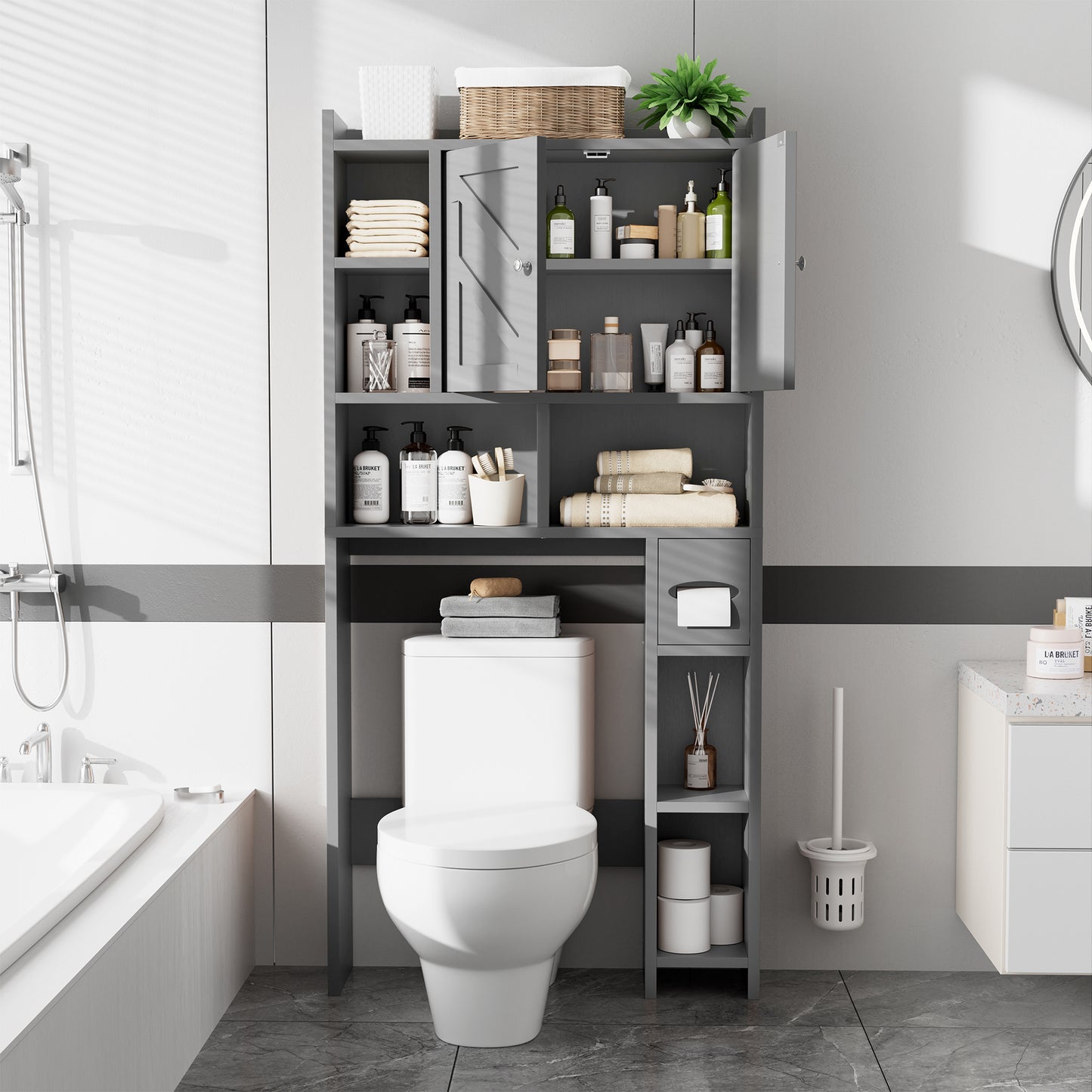 Walsunny Over the Toilet Storage Cabinet Bathroom Storage Organizers and Storage Barn Door Spacesaver Bathroom