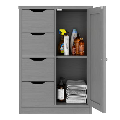 Vongrasig Bathroom Storage Cabinet withStorage,Farmhouse Freestanding PantryCabinet with 2 Drawers and Shelves, WoodenStorage Organizer for Bathroom, Living Room, Grey
