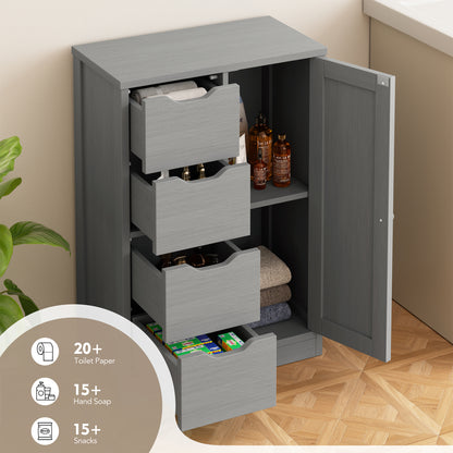 Vongrasig Bathroom Storage Cabinet withStorage,Farmhouse Freestanding PantryCabinet with 2 Drawers and Shelves, WoodenStorage Organizer for Bathroom, Living Room, Grey