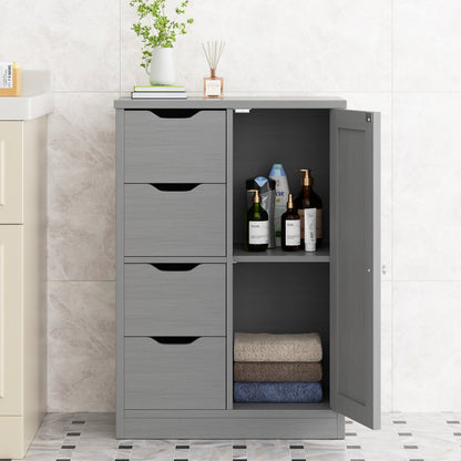 Vongrasig Bathroom Storage Cabinet withStorage,Farmhouse Freestanding PantryCabinet with 2 Drawers and Shelves, WoodenStorage Organizer for Bathroom, Living Room, Grey