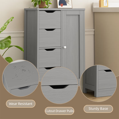 Vongrasig Bathroom Storage Cabinet withStorage,Farmhouse Freestanding PantryCabinet with 2 Drawers and Shelves, WoodenStorage Organizer for Bathroom, Living Room, Grey