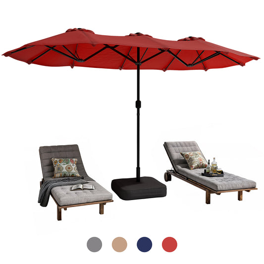 Walsunny 13ft Rectangle Patio Umbrella, Double Sided Outdoor Table Umbrella with Crank & 1.5" Pole, Large Market Umbrella for Poolside Garden Deck Backyard