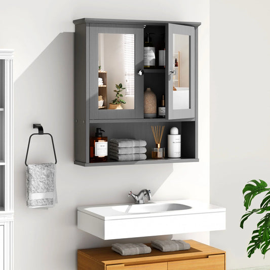 Walsunny Medicine Bathroom Cabinet with Adjustable Partitions and Inlaid Mirror Door, with a big Shelf for Kitchen, Dining room