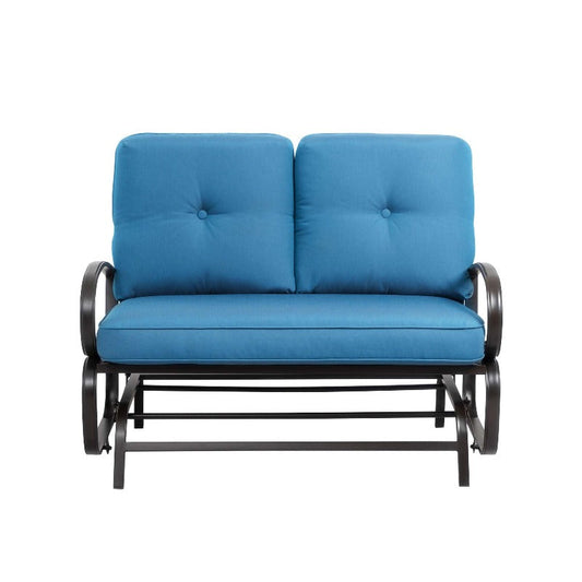 Walsunny 2-Seat Outdoor Loveseat With Fabric Cushions#color_blue