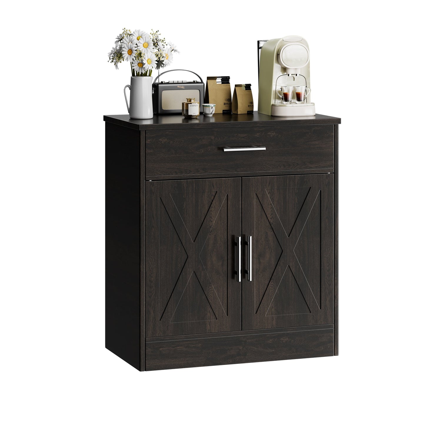Walsunny Sideboards Buffets Table 28.3" with Drawer Storage Cabinet Adjustable Shelf Farmhouse Coffee Bar Cabinet for Kitchen Dining Room Entryway Small Places