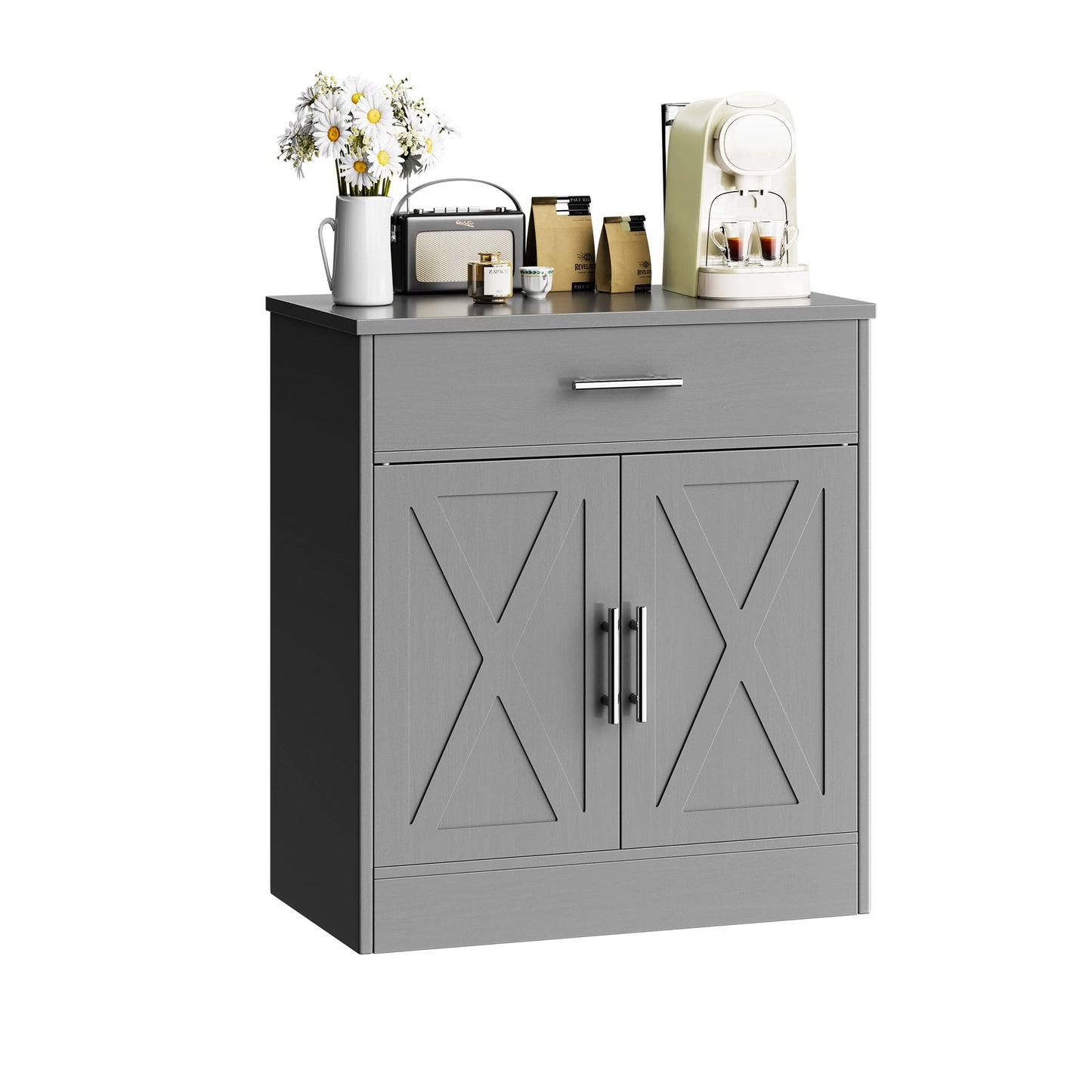 Walsunny Sideboards Buffets Table 28.3" with Drawer Storage Cabinet Adjustable Shelf Farmhouse Coffee Bar Cabinet for Kitchen Dining Room Entryway Small Places
