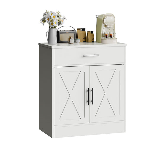 Walsunny Sideboards Buffets Table 28.3" with Drawer Storage Cabinet Adjustable Shelf Farmhouse Coffee Bar Cabinet for Kitchen Dining Room Entryway Small Places