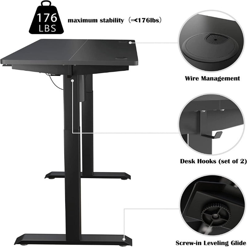 Walsunny Black Electric Office Ergonomic Desk#color_black