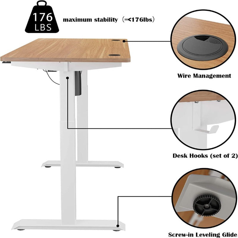 Walsunny White Electric Height Adjustable Standing Desk#color_walnut