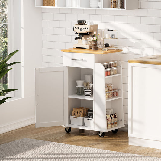 Walsunny Kitchen Island Rolling Cart with Storage Cabinet, Coffee Bar