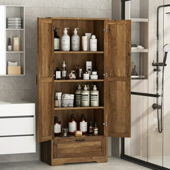 Walsunny Bathroom Storage Cabinet Standing Kitchen Cabinet with Adjustable Shelf Drawer