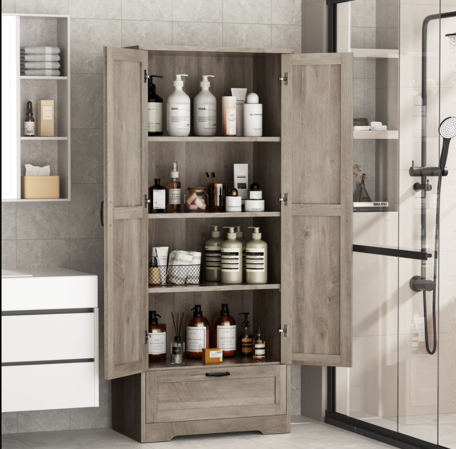 Walsunny Bathroom Storage Cabinet Standing Kitchen Cabinet with Adjustable Shelf Drawer