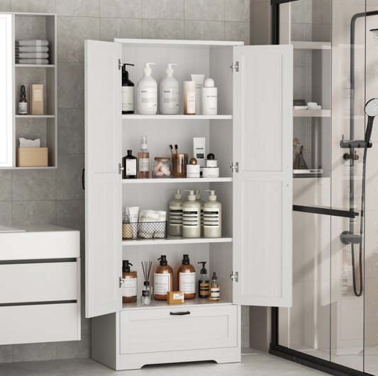 Walsunny Bathroom Storage Cabinet Standing Kitchen Cabinet with Adjustable Shelf Drawer
