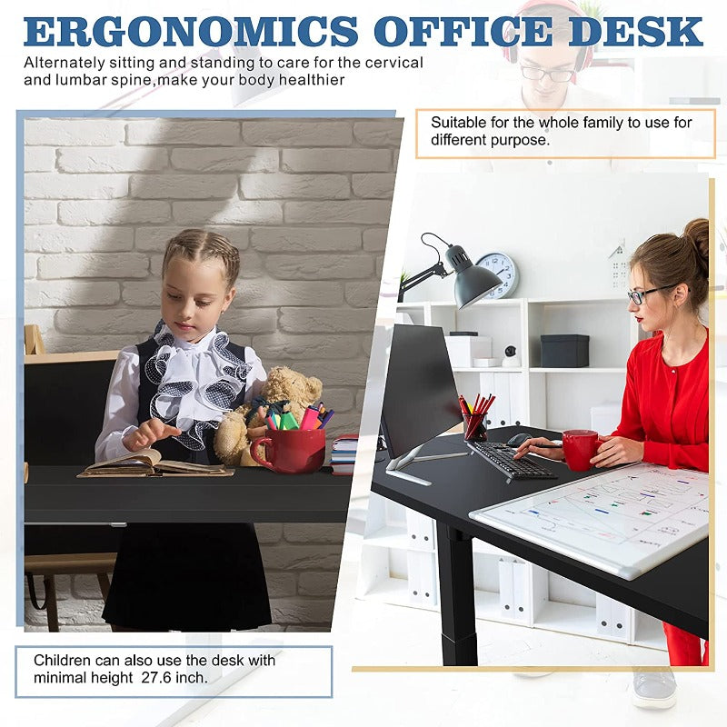 Walsunny Black Electric Office Ergonomic Desk#color_black