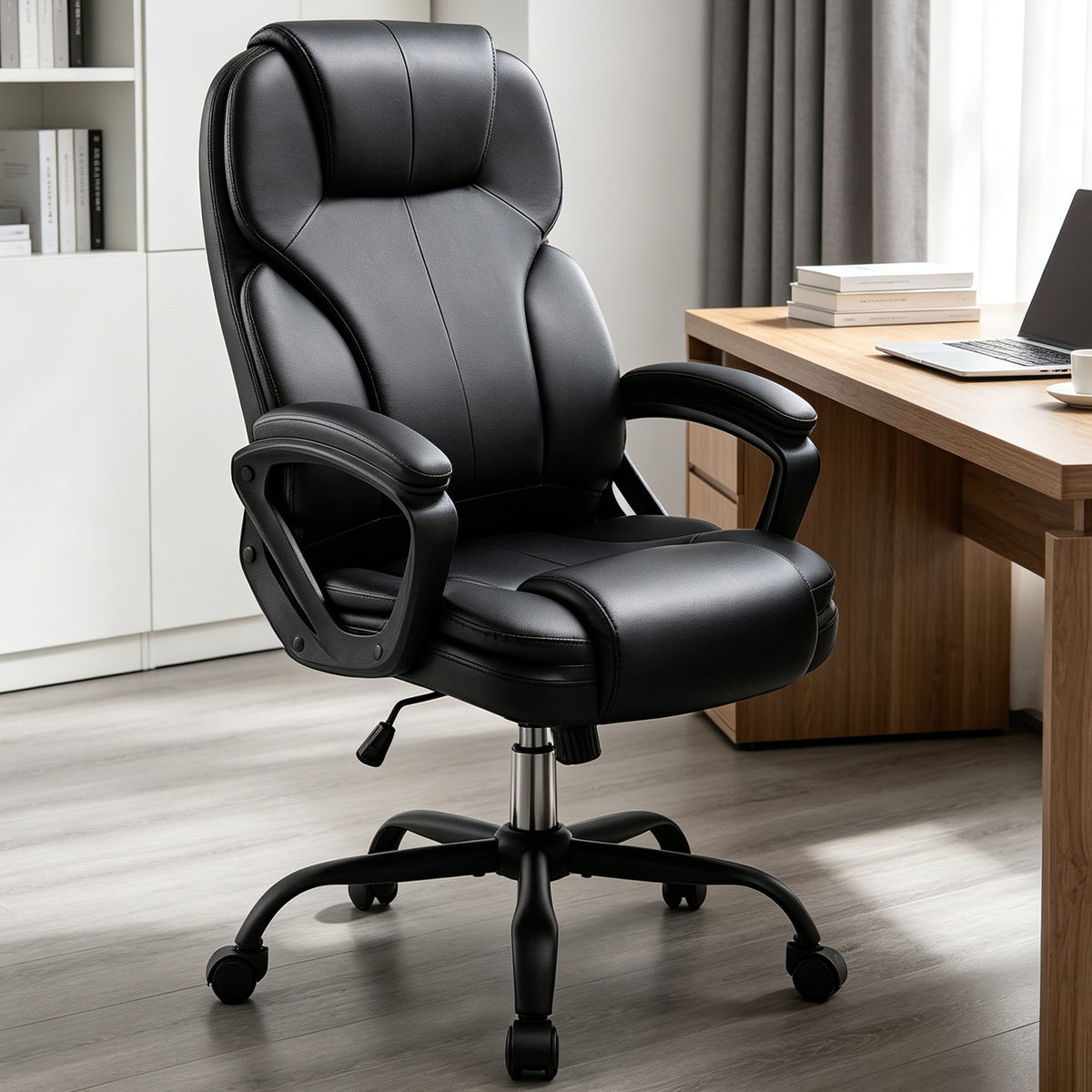 Walsunny Leather Office Chair, Big and Tall Executive Office Chair, High Back Ergonomic Wide Seat Computer Desk Chair, Adjustable Task Chair with Lumbar Support
