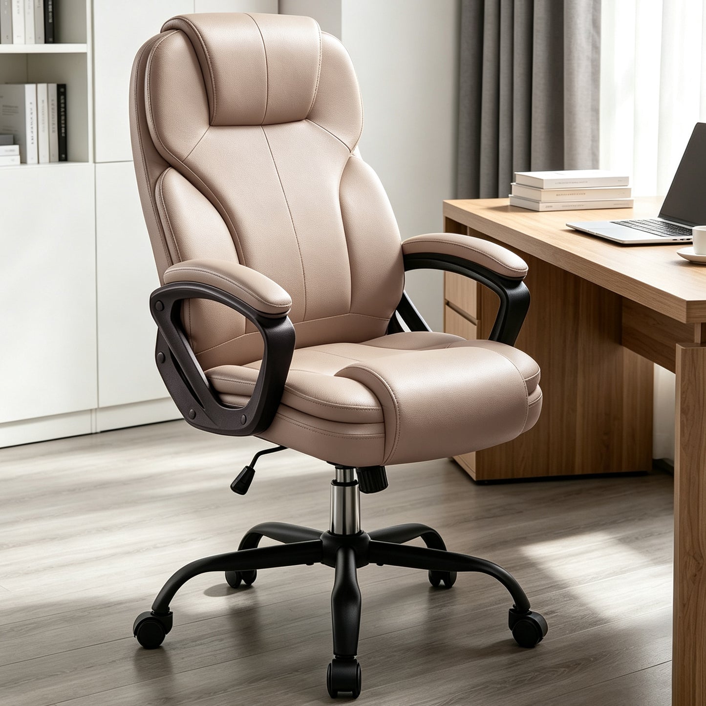Walsunny Leather Office Chair, Big and Tall Executive Office Chair, High Back Ergonomic Wide Seat Computer Desk Chair, Adjustable Task Chair with Lumbar Support