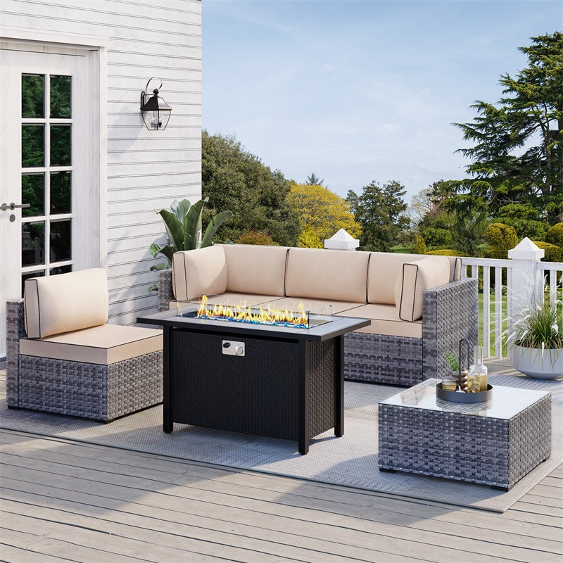 Walsunny 45" Propane Fire Pit Table 50,000 BTU Steel Gas Fire Pit