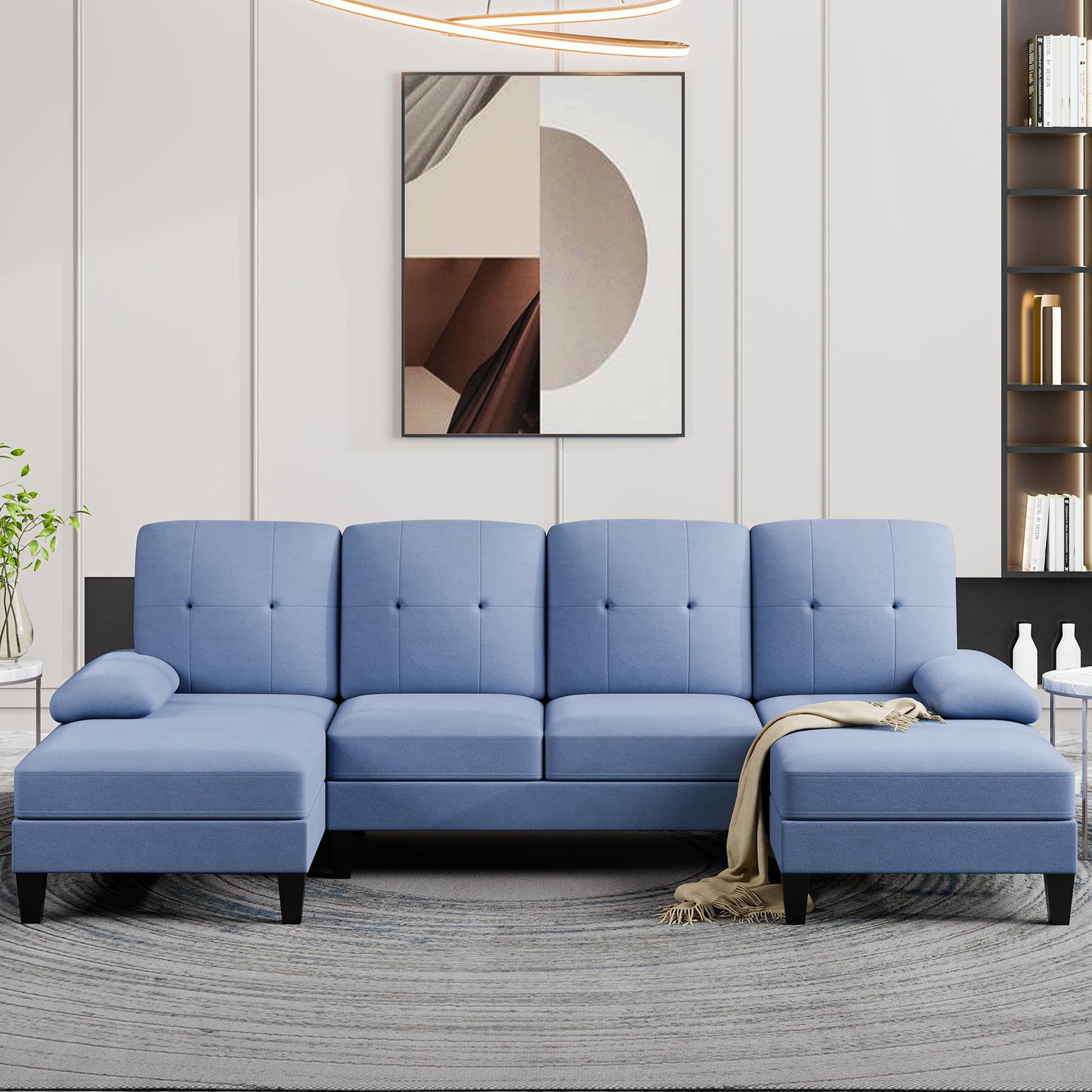 WALSUNNY 106'' Sectional Sofa Couches #color_blue