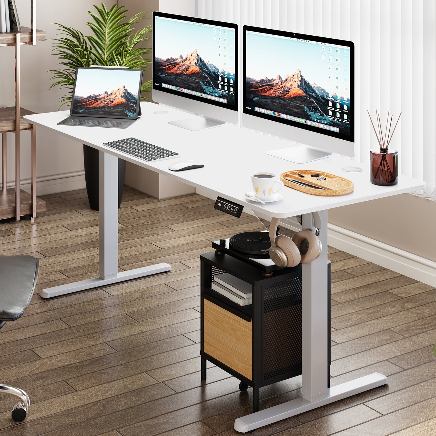 Walsunny White Electric Height Adjustable Standing Desk