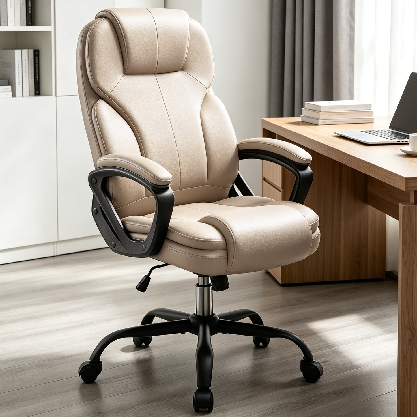 Walsunny Leather Office Chair, Big and Tall Executive Office Chair, High Back Ergonomic Wide Seat Computer Desk Chair, Adjustable Task Chair with Lumbar Support