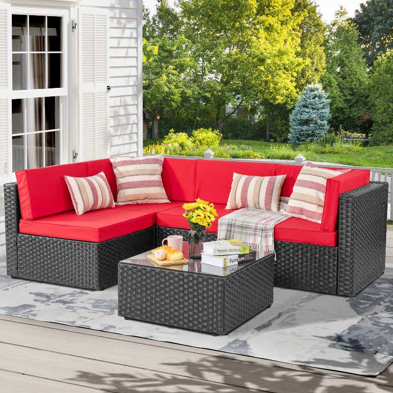 Walsunny Patio Furniture 5 Pieces Outdoor Sectional Sofas