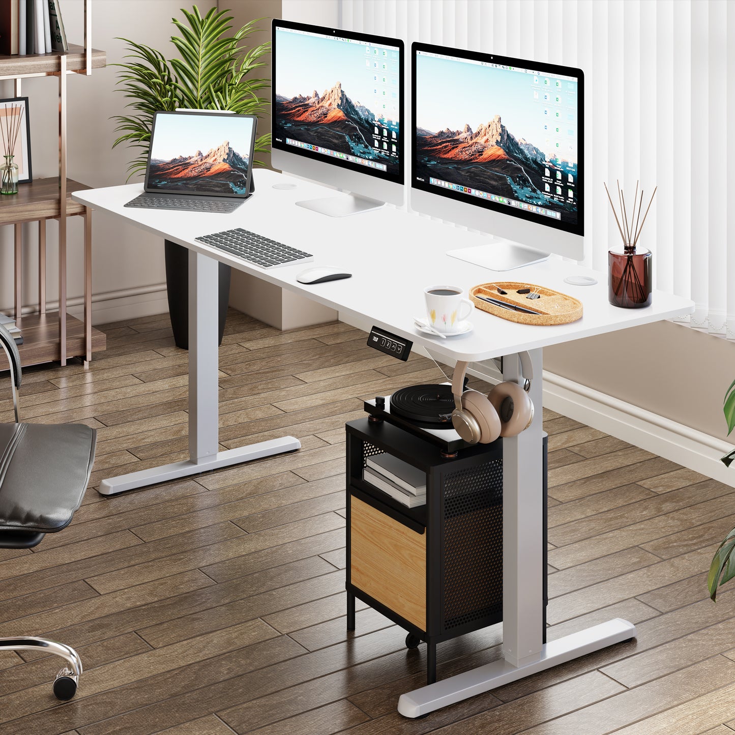 Walsunny White Electric Height Adjustable Standing Desk
