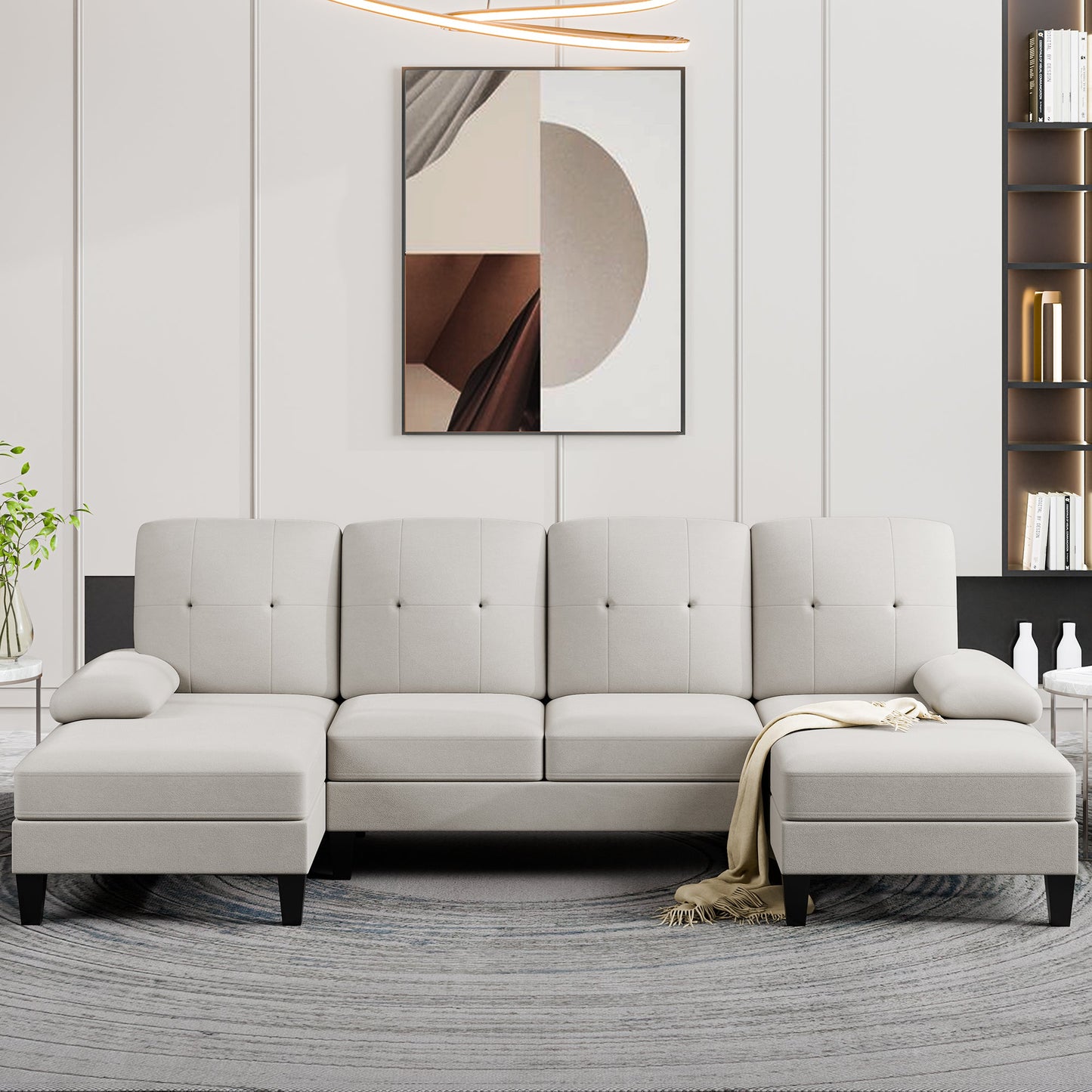 WALSUNNY 106'' Sectional Sofa Couches #color_white