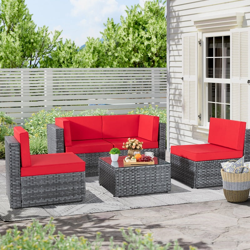 Walsunny Patio Furniture 5 Pieces Outdoor Sectional Sofas