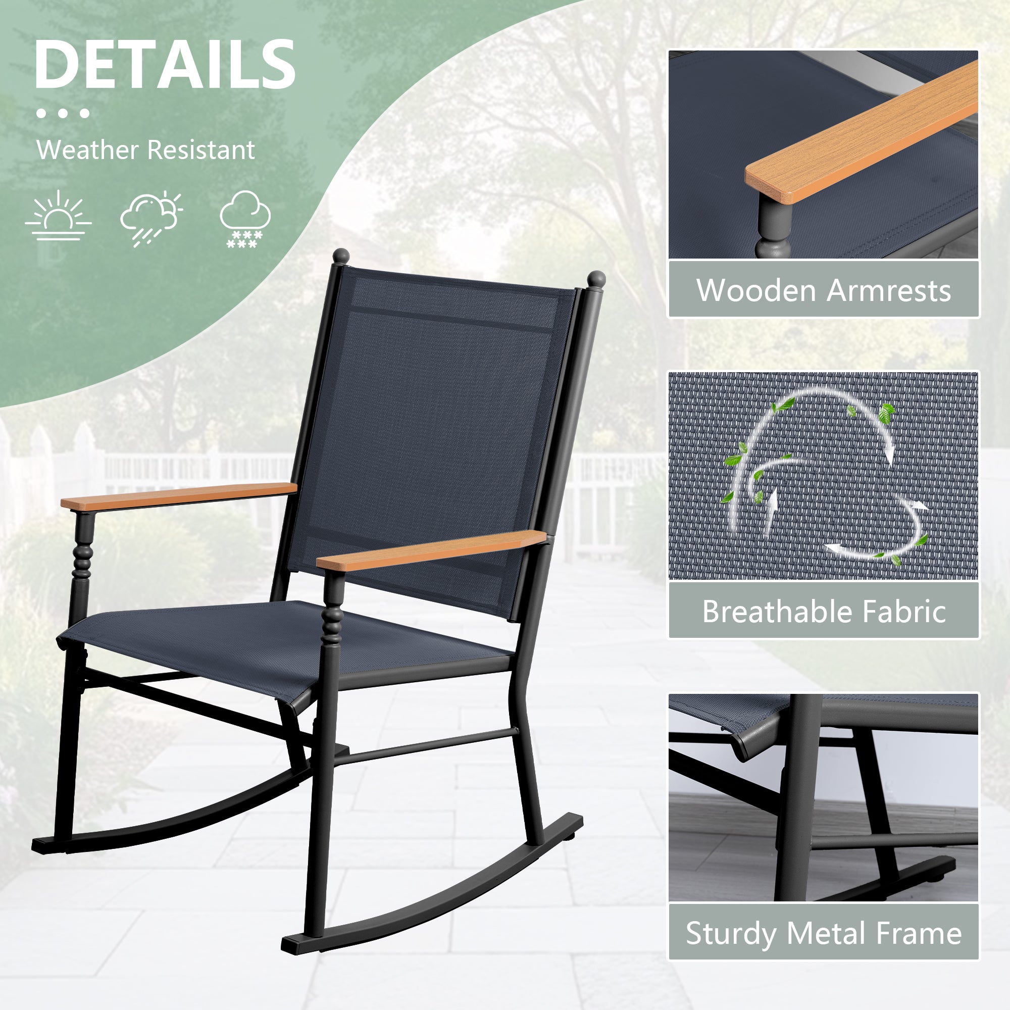 Walsunny Outdoor Metal Rocking Chairs Patio Seating Bistro Rocker for ...