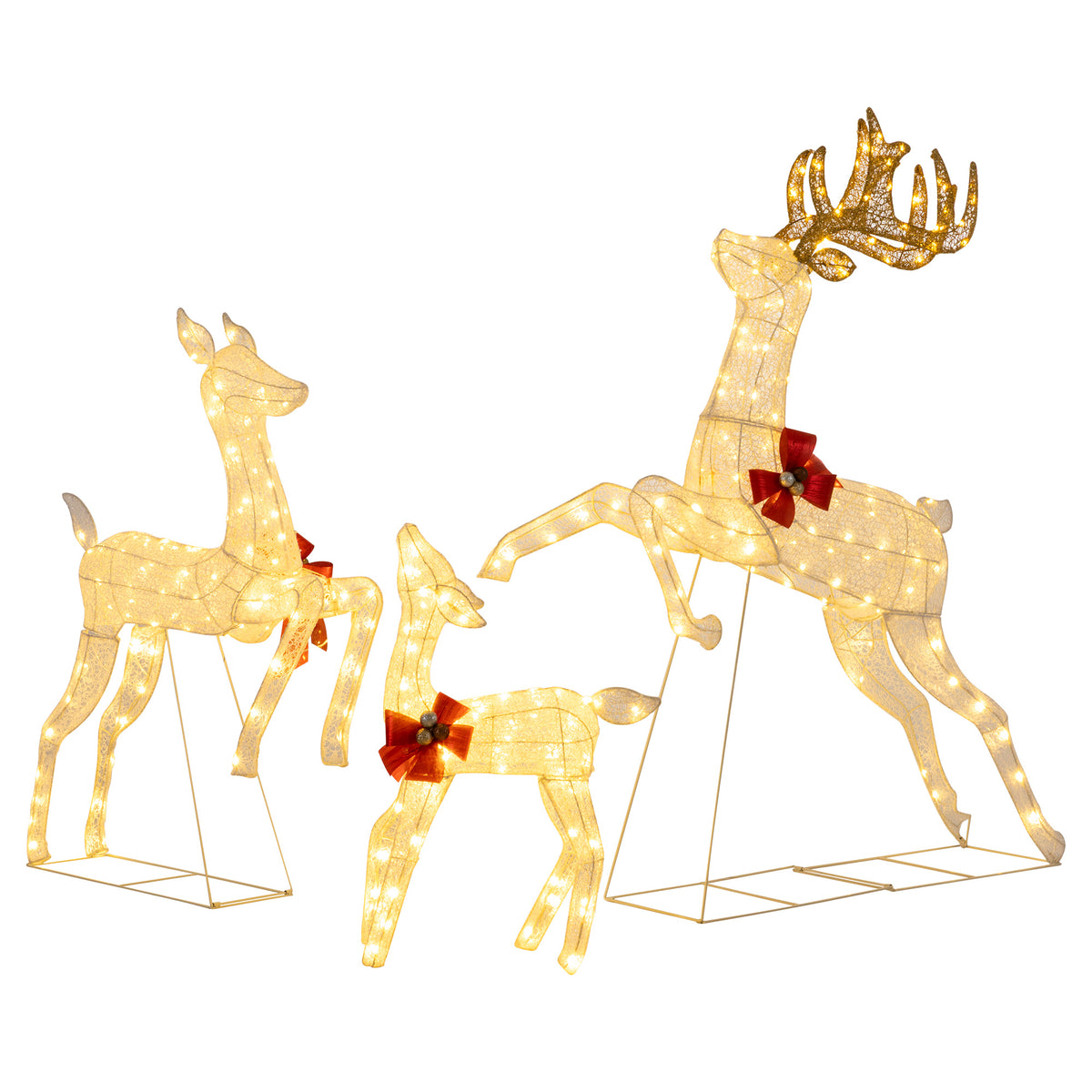 Walsunny 60’’3-Piece Reindeer Family Set,Lighted Christmas Deer Set with Stakes,330 LED for Yard, Garden, Lawn, Outdoor, Indoor