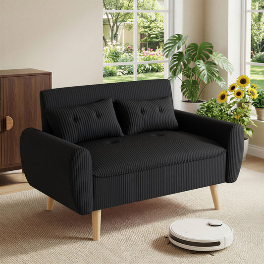 Walsunny 49" Loveseat Sofa Couch, 2-Seat Fabric Upholstered Sofa with 2 Removable Pillows, Modern Loveseat Couch, Wood Leg