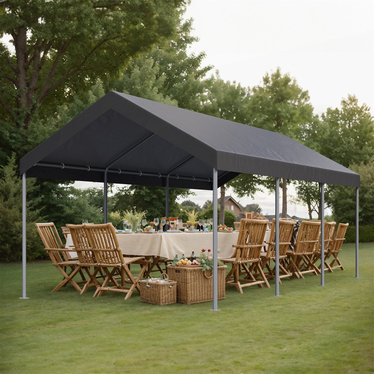 Walsunny Carport 10 x 20 ft Heavy Duty Carport Car Canopy with Powder-Coated Steel Frame,  Shelter Party Tent with 180g PE Tarp for Wedding, Garden