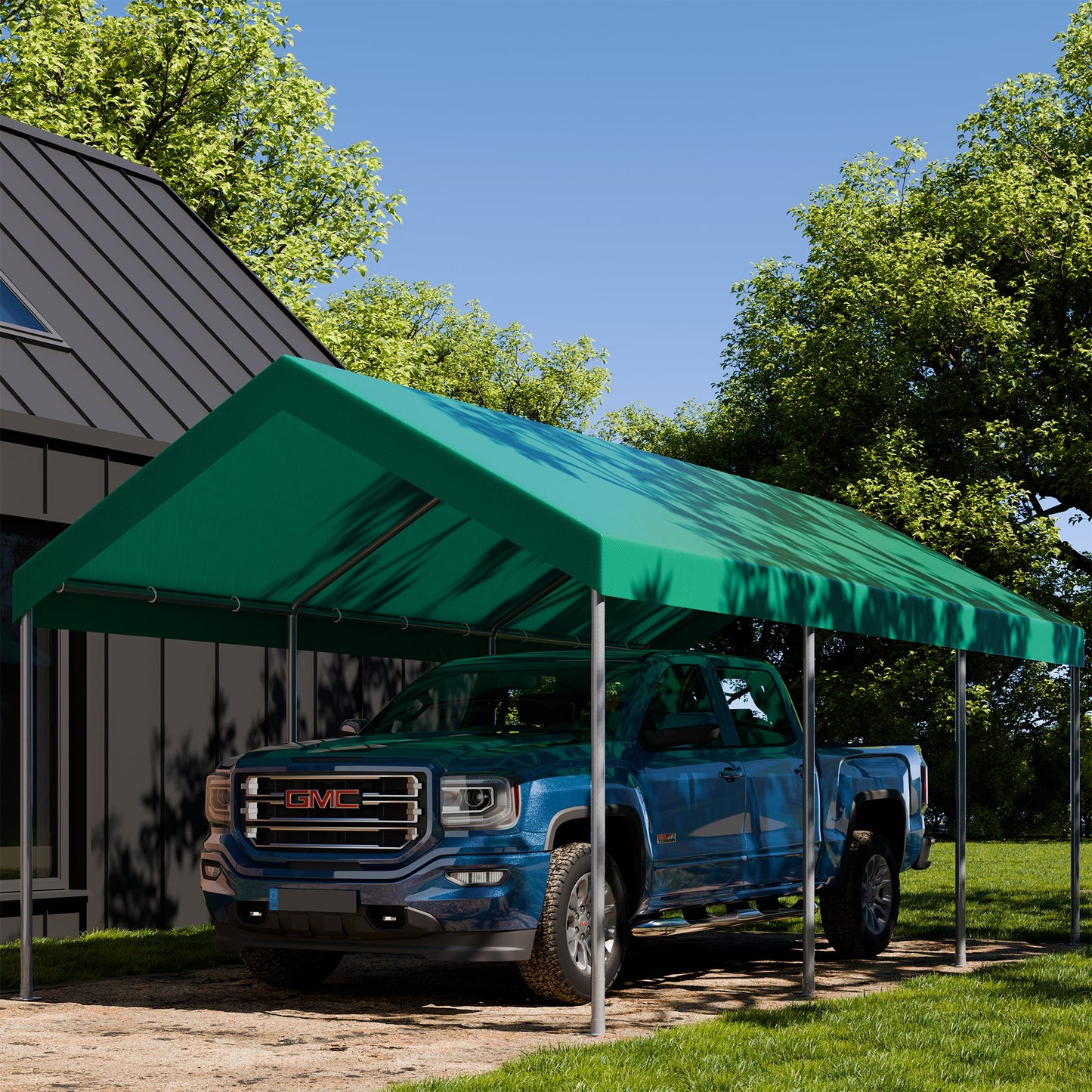Walsunny Carport 10 x 20 ft Heavy Duty Carport Car Canopy with Powder-Coated Steel Frame,  Shelter Party Tent with 180g PE Tarp for Wedding, Garden