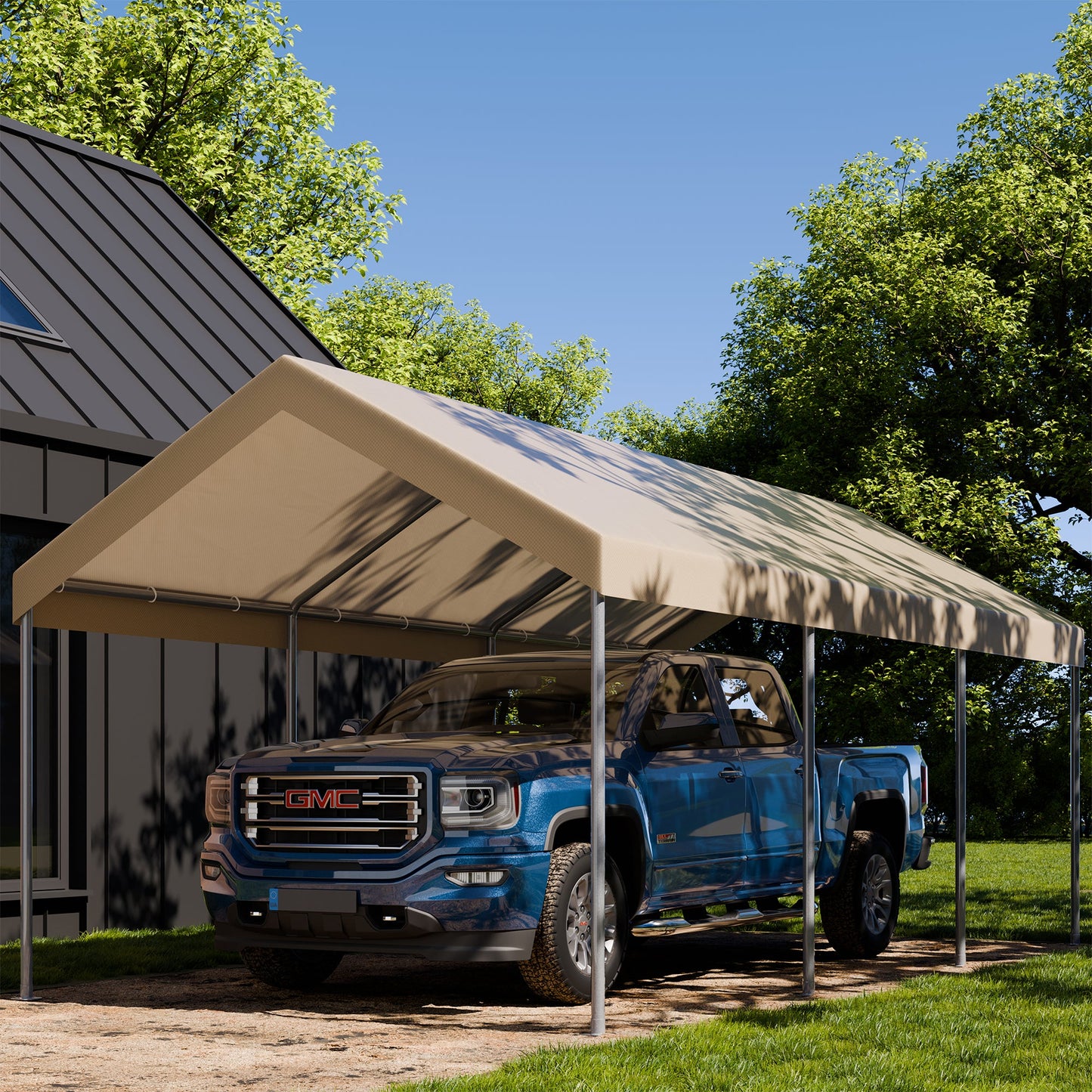 Walsunny Carport 10 x 20 ft Heavy Duty Carport Car Canopy with Powder-Coated Steel Frame,  Shelter Party Tent with 180g PE Tarp for Wedding, Garden