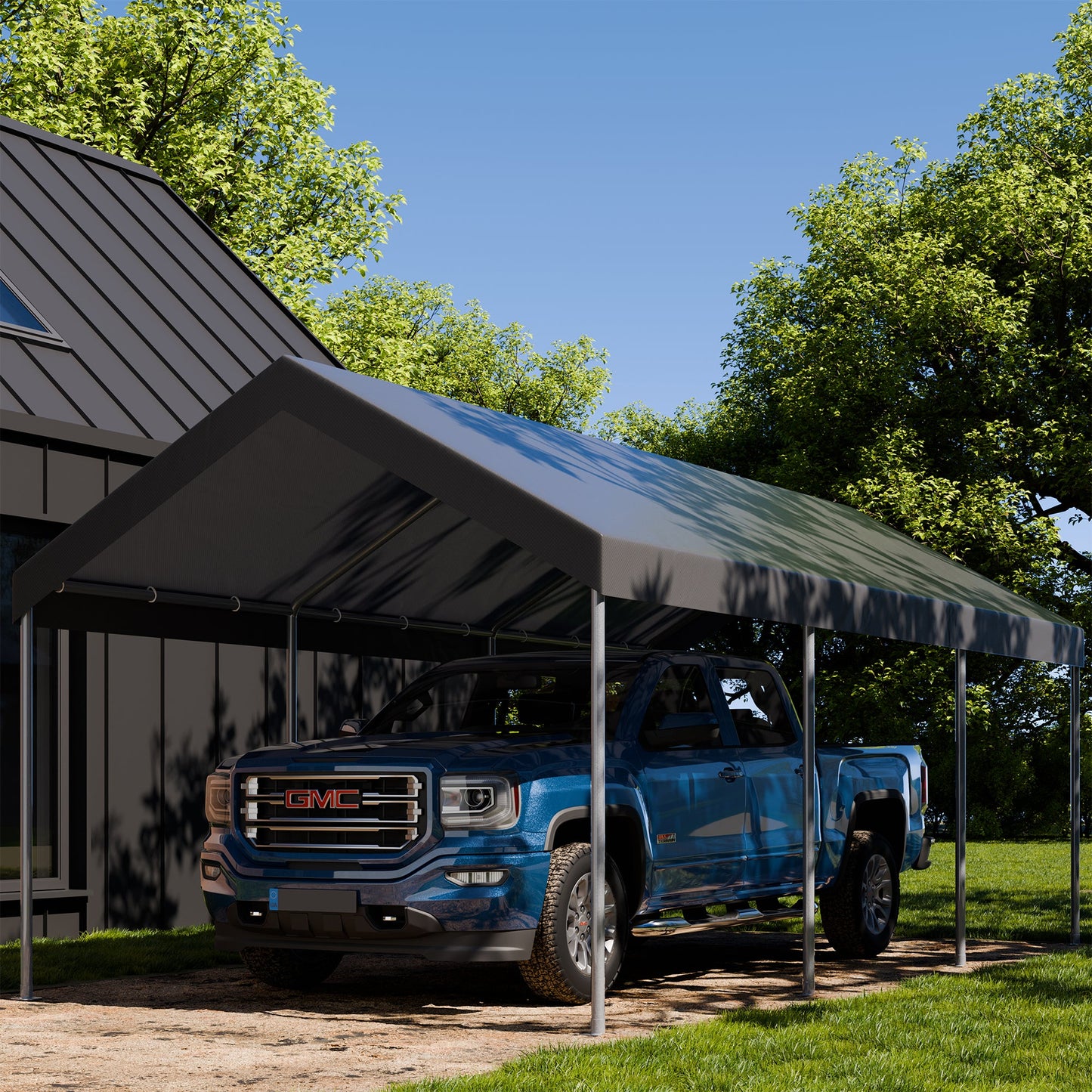 Walsunny Carport 10 x 20 ft Heavy Duty Carport Car Canopy with Powder-Coated Steel Frame,  Shelter Party Tent with 180g PE Tarp for Wedding, Garden