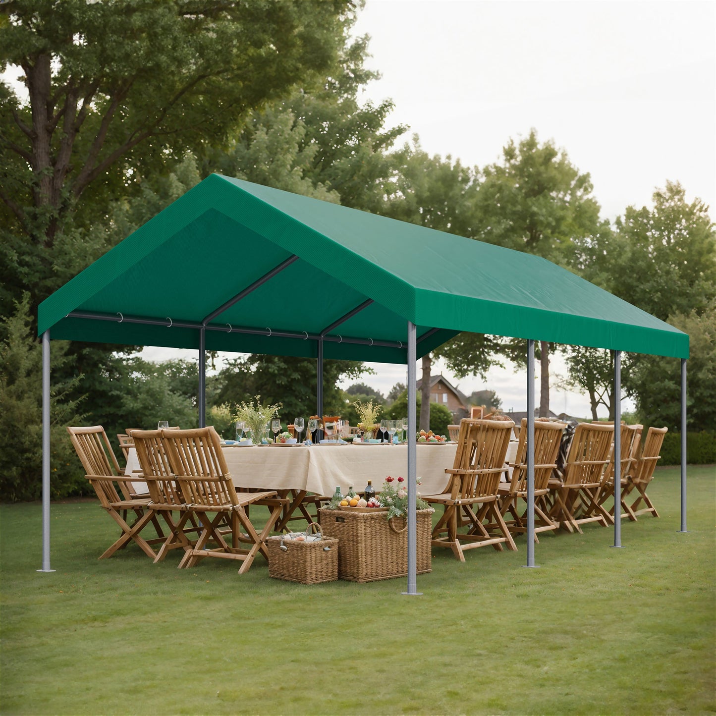 Walsunny Carport 10 x 20 ft Heavy Duty Carport Car Canopy with Powder-Coated Steel Frame,  Shelter Party Tent with 180g PE Tarp for Wedding, Garden
