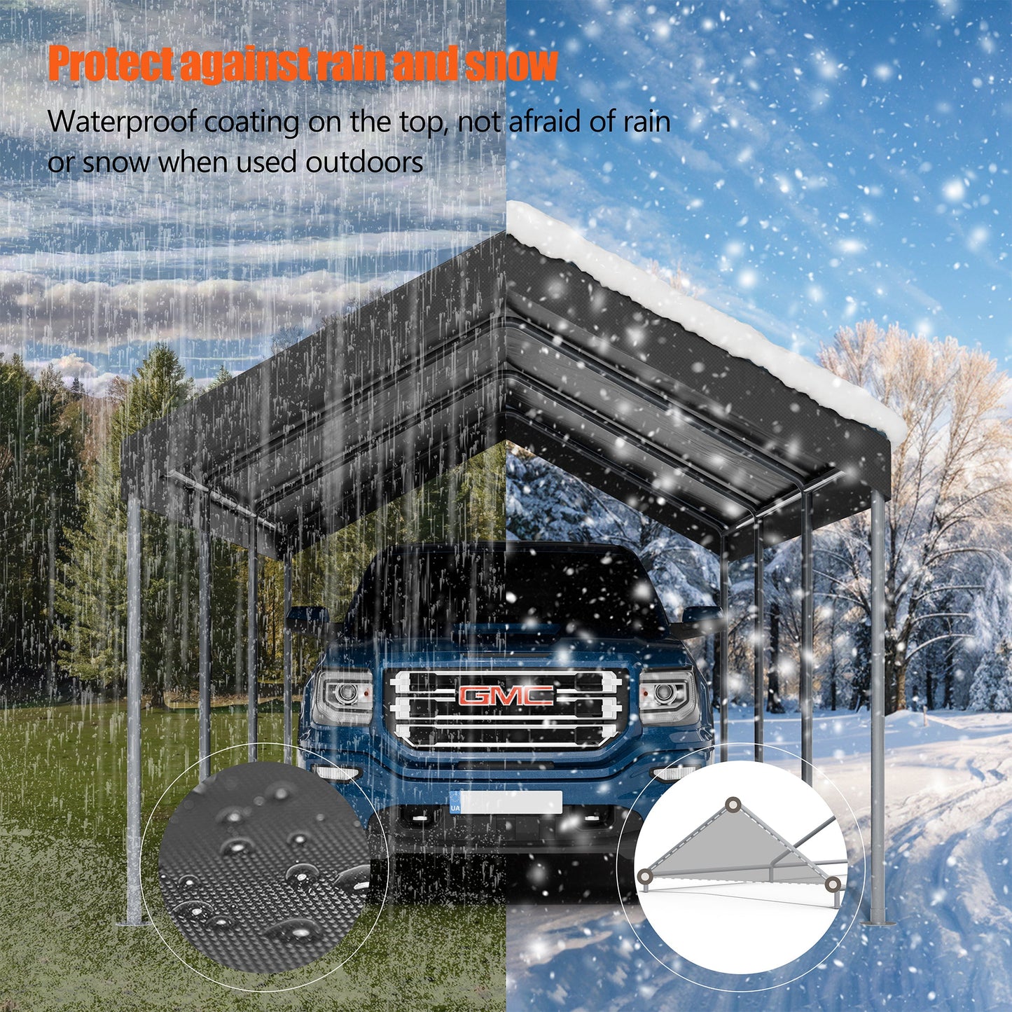Walsunny Carport 10 x 20 ft Heavy Duty Carport Car Canopy with Powder-Coated Steel Frame,  Shelter Party Tent with 180g PE Tarp for Wedding, Garden