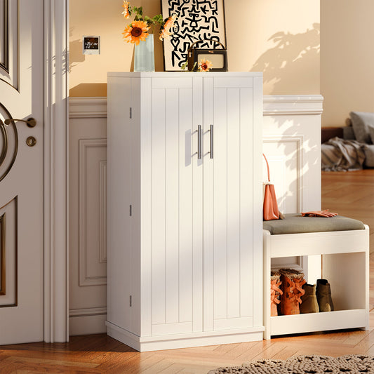 Walsunny 47" Kitchen Pantry Farmhouse Storage Cabinet with Adjustable Shelves, Racks and Doors Freestanding Kitchen Hutch Cupboard
