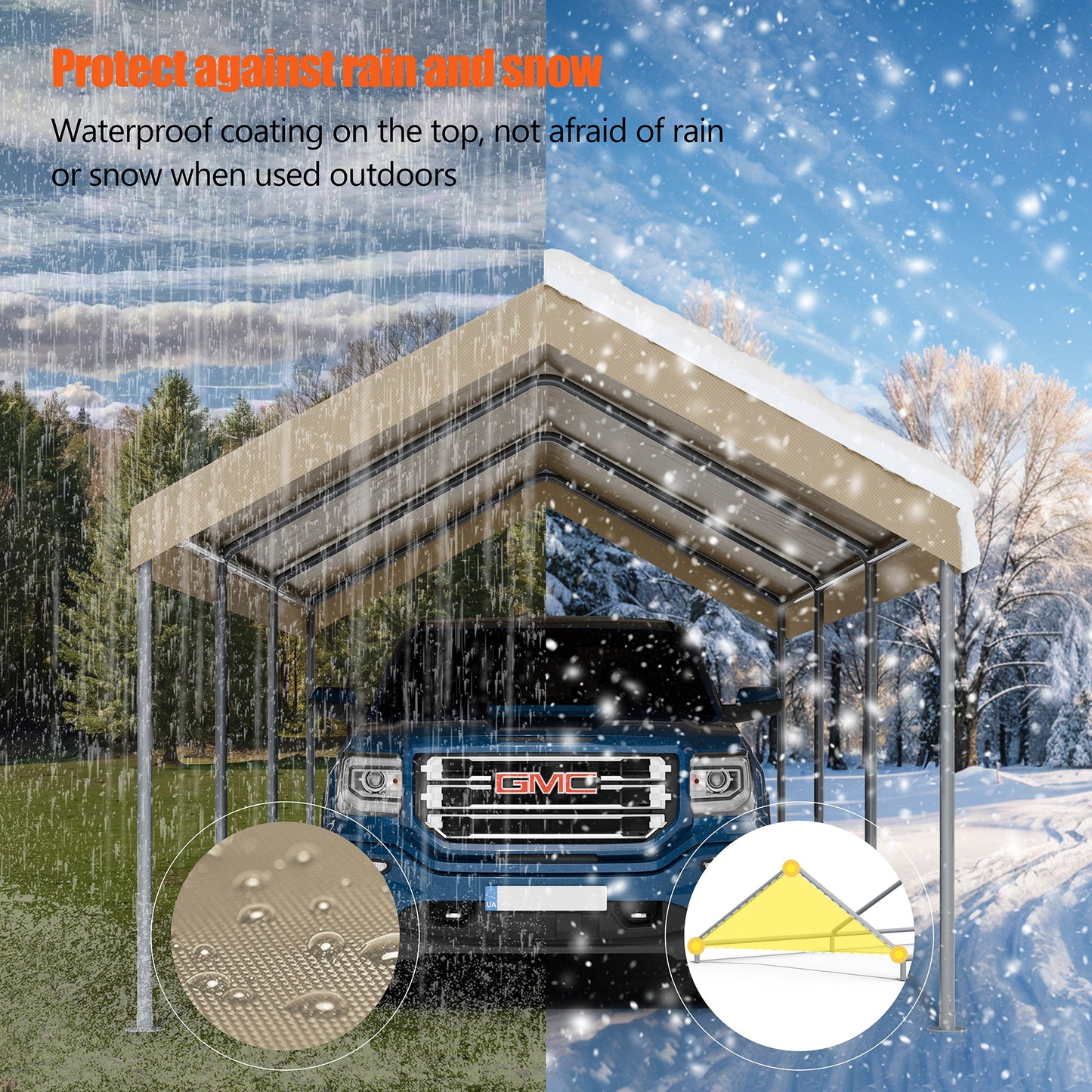 Walsunny Carport 10 x 20 ft Heavy Duty Carport Car Canopy with Powder-Coated Steel Frame,  Shelter Party Tent with 180g PE Tarp for Wedding, Garden