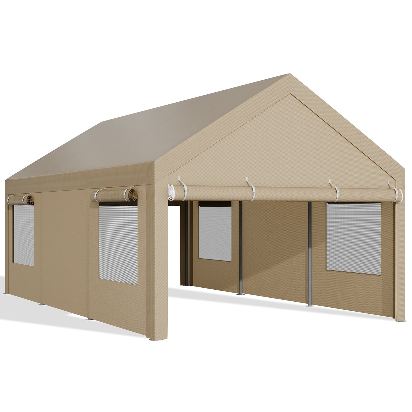 Walsunny Carport, 12x20 ft Heavy Duty Carport Canopy with Roll-up Windows, Portable Garage for Car, Truck, Boat